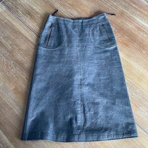 Vintage Leather Outer Edge 25 Inch Edgy Pencil Skirt With Zipper Pockets Size 8